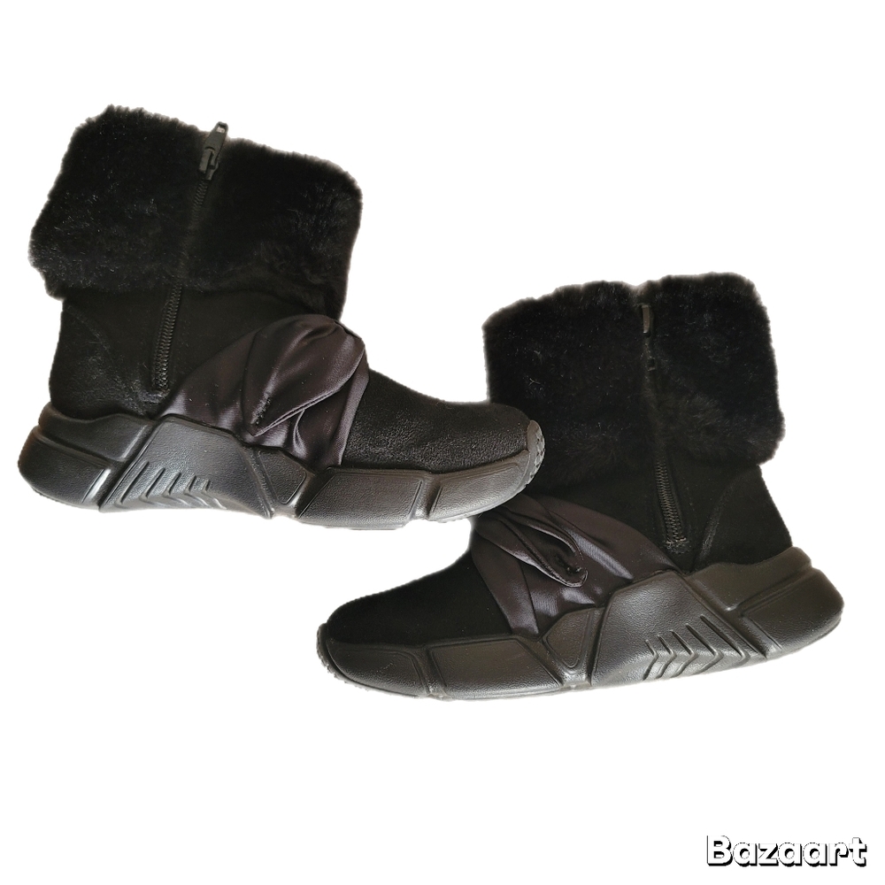 Sketchers Boots Girls Size 11 Black Faux Fur 302911 - Picture 3 of 7